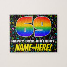 69. Geburtstag — Spaß, farbenfrohe Musiksymbole & 