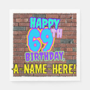 69. Geburtstag ~ Spaß, Urban Graffiti Inspiriert L Serviette