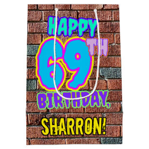69. Geburtstag: Spaß, Urban Graffiti Inspiriert Lo Mittlere Geschenktüte