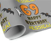 69. Geburtstag: Spooky Halloween Thema, Individuel Geschenkpapier (Rolleneckpunkt)