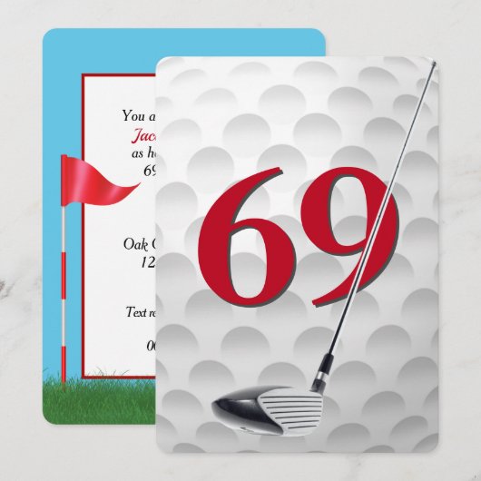 69. Geburtstags-Golf-Themenparty Einladung (Vorne/Hinten)