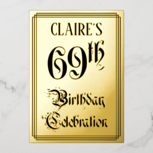 69. Geburtstagsfeier — Elegantes Skript + Benutzer Folieneinladung