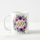 69. Geburtstagsfeier Tasse - Blumenkranz mit Goldn (Links)