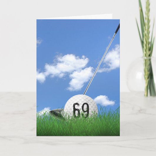 69. Geburtstagsgolfball im Gras Karte (Vorderseite)