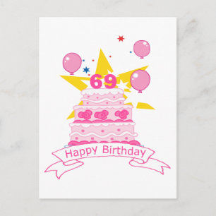 69. Geburtstagskuchen Postkarte
