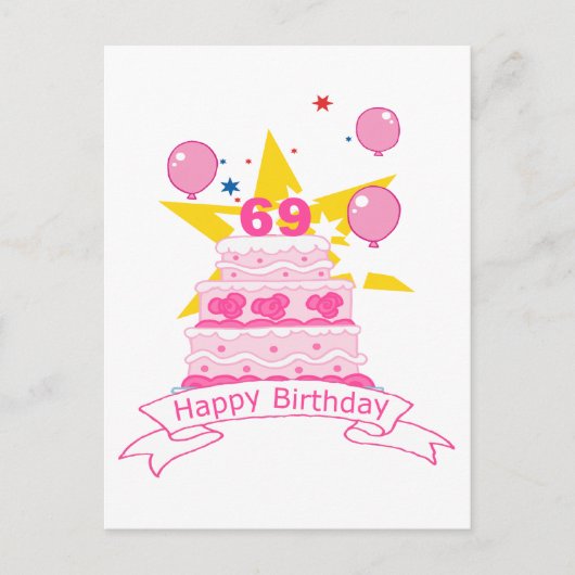 69. Geburtstagskuchen Postkarte (Vorderseite)