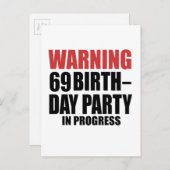 69 Geburtstagspartei wird gewarnt Einladungspostkarte (Vorne/Hinten)