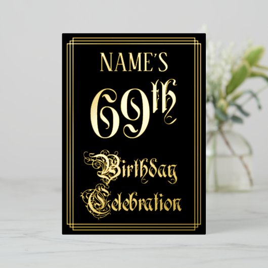 69. Geburtstagsparty - Extravagantes Drehbuch und  Folieneinladung (Stehend vorne)