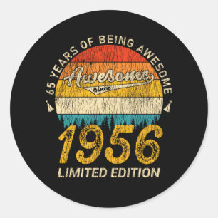 69 Jahre alt 1956 Retro Awesome 69. Geburtstagsges Runder Aufkleber