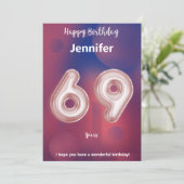 69 Jahre alte Happy Birthday Card (Stehend Vorderseite)