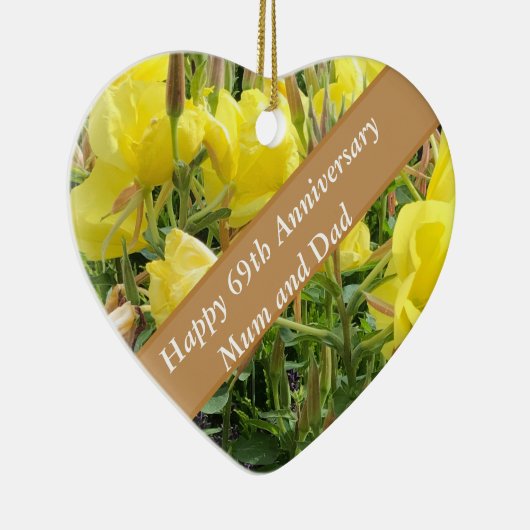 69. Jubiläum Editable Abend Primrose Keramik Ornament (Rechts)