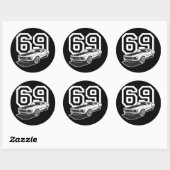 69 Rückwärtsgang Runder Aufkleber (Blatt)