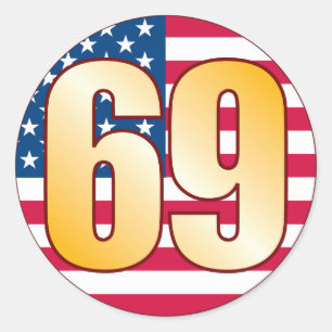 69 USA-Gold Runder Aufkleber