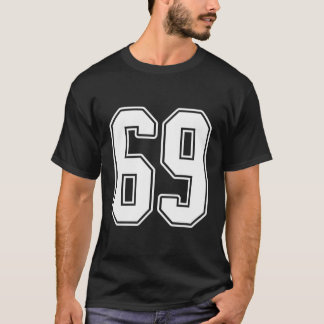 69 White Kontur Number 69 Sports Fan Jersey Style T-Shirt