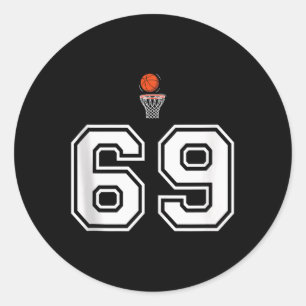 69er Basketball-Stil Vintage Weiße Tank Top Runder Aufkleber