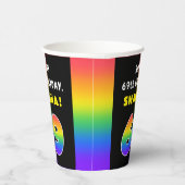 69th Birthday: Colorful Rainbow # 69, Custom Name Pappbecher (Rechts)