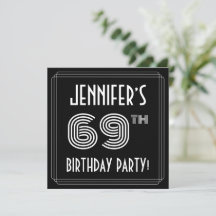 69th Birthday Party: Art Deco Style w/ Custom Name
