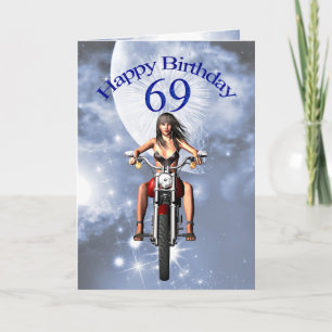 69th birthday with a biker girl karte
