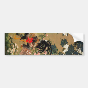 6. 紫 陽 花 双 図, 若 Hydrangea und Rooster, Jakuchū Autoaufkleber