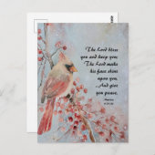 6 24-26 Lord Bless You Red Bird & Berries Postkarte (Vorne/Hinten)