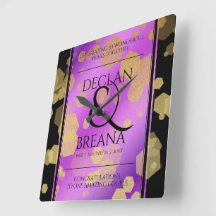 6. 33. 47. 48. Geburtstag von Amethyst Quadratische Wanduhr