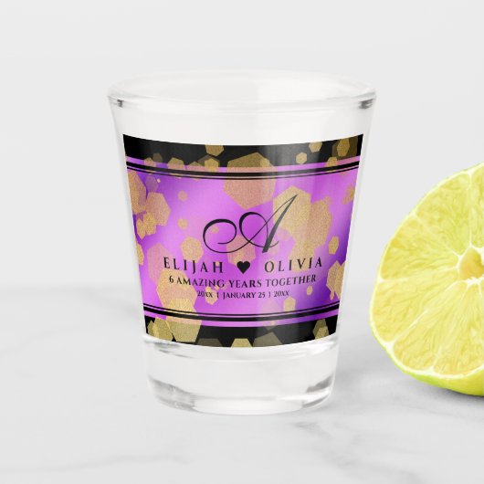 6. 33. 47. 48. Geburtstag von Amethyst Schnapsglas (Vorderseite)