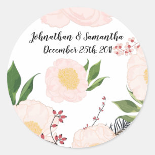 6 - 3" Aufkleber Weiße Blumen Blüten auf Weiß