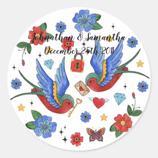 6 - 3" Bevorzugen Sticker Traditioneller Bird Tatt (Vorderseite)