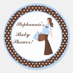 6 - 3" Bevorzugen Stickers Blue Mod Mama Polka Dot