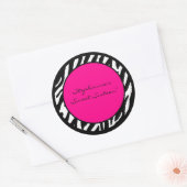6 - 3" Bevorzugung Sticker Hot Pink Zebra Print (Umschlag)