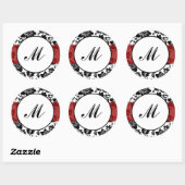 6 - 3" Bevorzugung Sticker Schwarz Geblüht Roter S (Blatt)