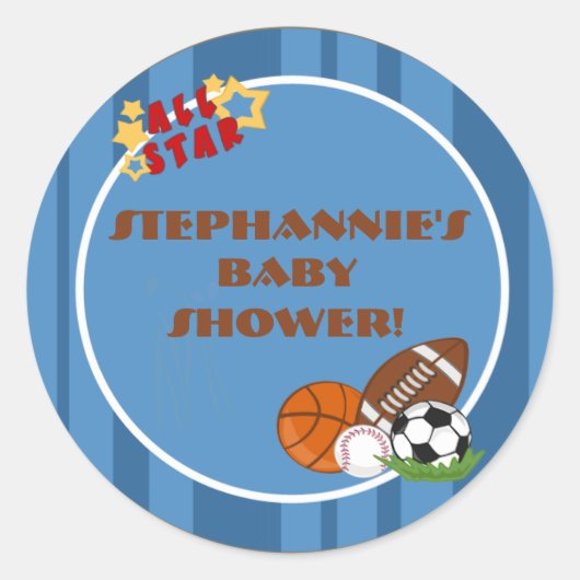 6 - 3" Bevorzugung Stickers All-Star Blue (Vorderseite)