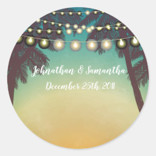 6 - 3" Bevorzugung Stickers Beach Sunset Pal Trees