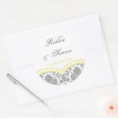 6 - 3" Bevorzugung Stickers Grau Yellow Damask Spi (Umschlag)
