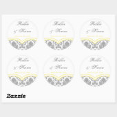 6 - 3" Bevorzugung Stickers Grau Yellow Damask Spi (Blatt)