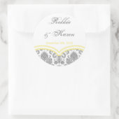 6 - 3" Bevorzugung Stickers Grau Yellow Damask Spi (Tasche)