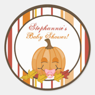 6 - 3" Bevorzugung Stickers Herbst Pumpkin Baby
