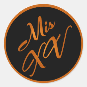6 - 3" Bevorzugung Stickers Mis XV Orange Black
