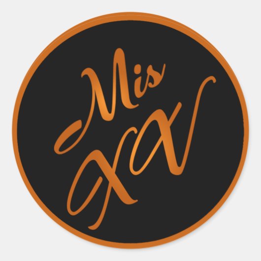 6 - 3" Bevorzugung Stickers Mis XV Orange Black (Vorderseite)