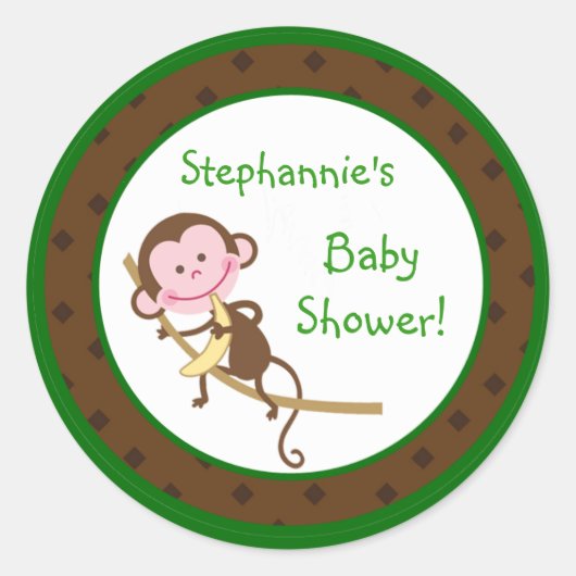 6 - 3" Bevorzugung Stickers Monkey Swing Jungle Sa (Vorderseite)