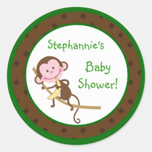 6 - 3" Bevorzugung Stickers Monkey Swing Jungle Sa