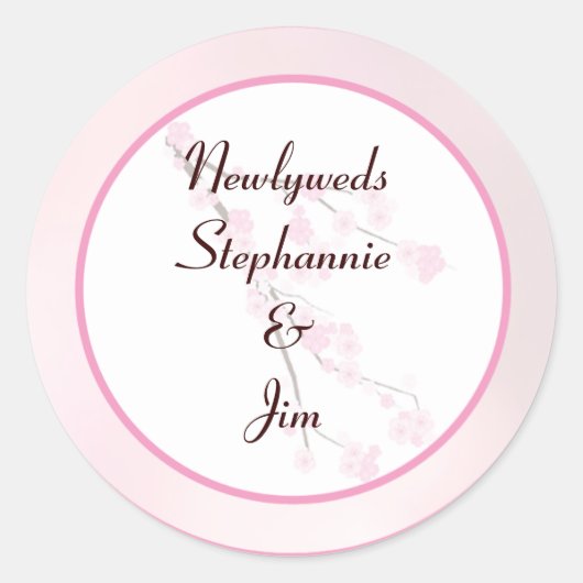 6 - 3" Bevorzugung Stickers Pink Cherry Blossom (Vorderseite)