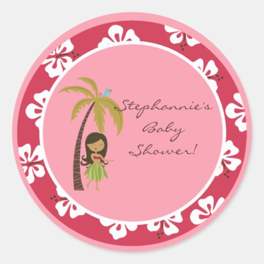 6 - 3" Bevorzugung Stickers Pink Hawaiian Luau Tro (Vorderseite)