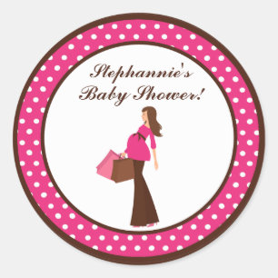 6 - 3" Bevorzugung Stickers Pink Mod Mama Polka Do