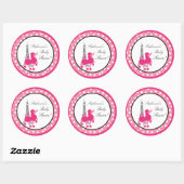 6 - 3" Bevorzugung Stickers Pink Poodle Paris Eiff (Blatt)