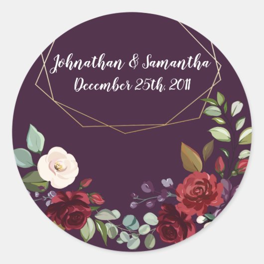 6 - 3" Bevorzugung Stickers Plum Lila Rose Gold Ge (Vorderseite)