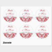 6 - 3" Bevorzugung Stickers Red Crimso White Damas (Blatt)