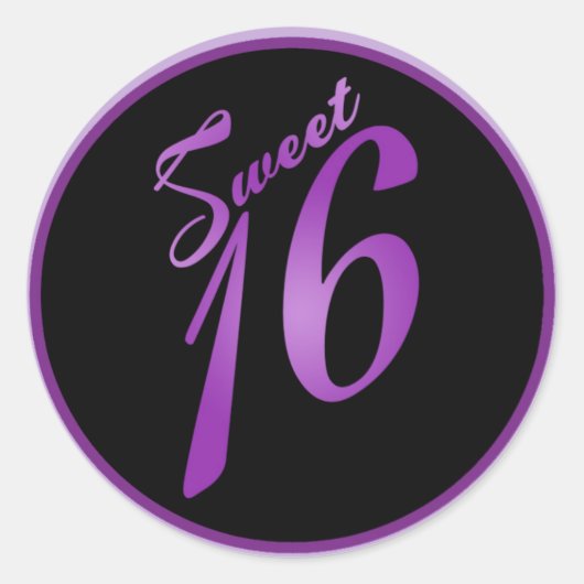 6 - 3" Bevorzugung Stickers Sweet 16 Lila Lilac Bl (Vorderseite)