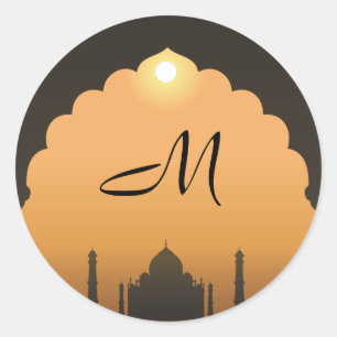 6 - 3" Bevorzugung Stickers Taj Mahal Sunset Orang