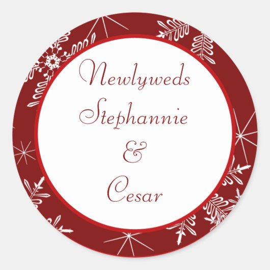 6 - 3" Bevorzugung Stickers Weihnachten Rote Schne (Vorderseite)